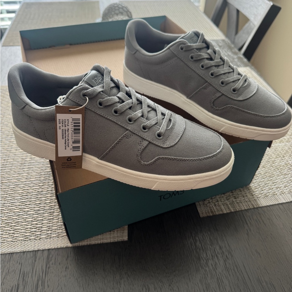 NEVER WORN!  Toms Gray Sneakers with Minimalist Design and Vulcanized Sole